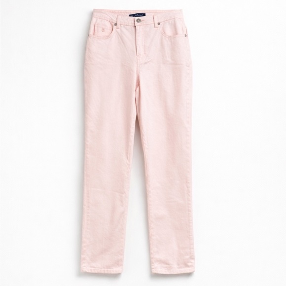 Gloria Vanderbilt Denim - Womens Blush Pink Denim Jeans Size 6 Stretch Cotton Mid Rise Straight Leg Pants